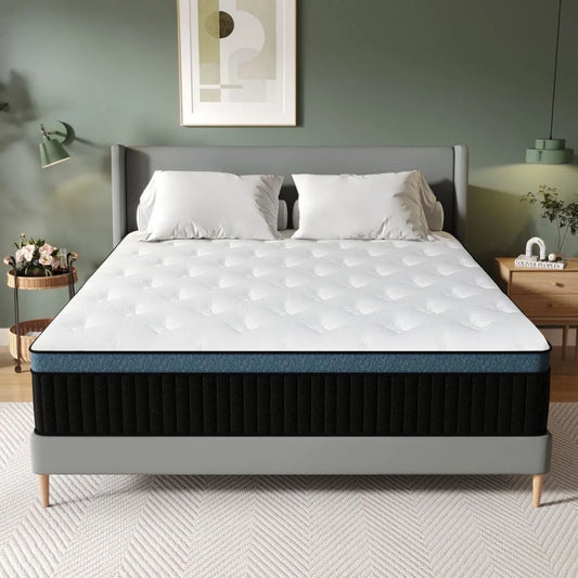 10  Hybrid Mattress in a Box, Twin Cowhide outer box packaging