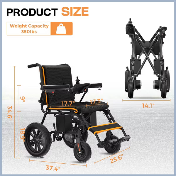 KERDOM Electric Wheelchairs for Adults Lightweight Foldable, 500W Dual Motors Power Wheelchair, All Terrain Travel Motorized Wheelchairs for Seniors