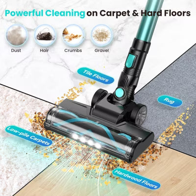 DEVOAC N3T Cordless Vacuum Cleaner,Wireless Stick Vacuum with 40mins Runine,Self-Standing,Rechargeable Lightweight Vacuum Cleaner