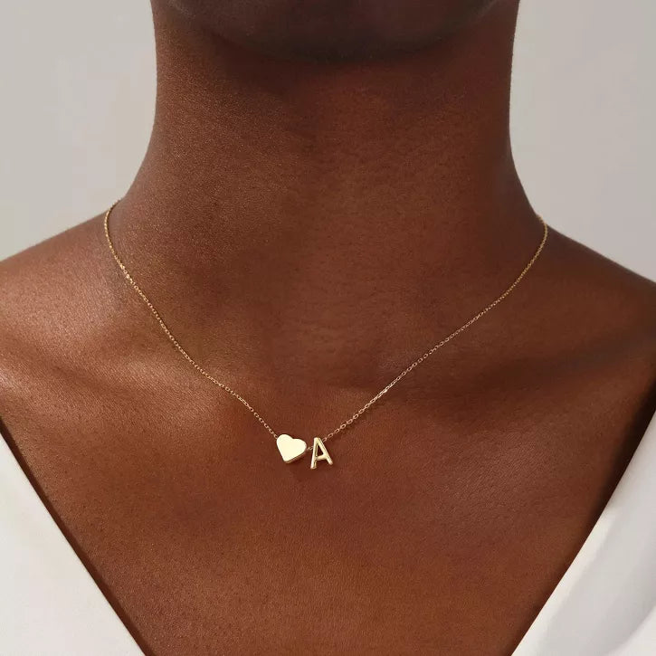 Turandoss Gold Heart Initial Necklaces for Women Girls, Dainty Pendant Necklace, Gold Jewelry for Women, Birthday Gifts for Girls 8-18