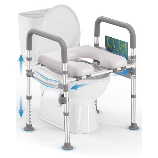 ZOTO Toilet Seat Risers for Seniors, 400 LBS Raised Toilet Seat, Toilet Riser with Handles, Handicap Elevated Toilet Seat with Adjustable Height & Width for Elderly, Pregnant
