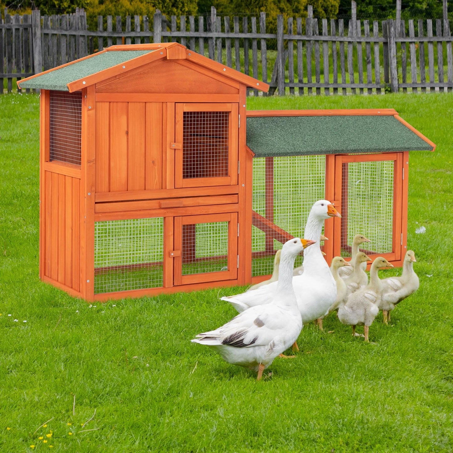 Zimtown 61" L Wooden Chicken Coop Hen House Rabbit Hutch Poultry Cagem, Brown