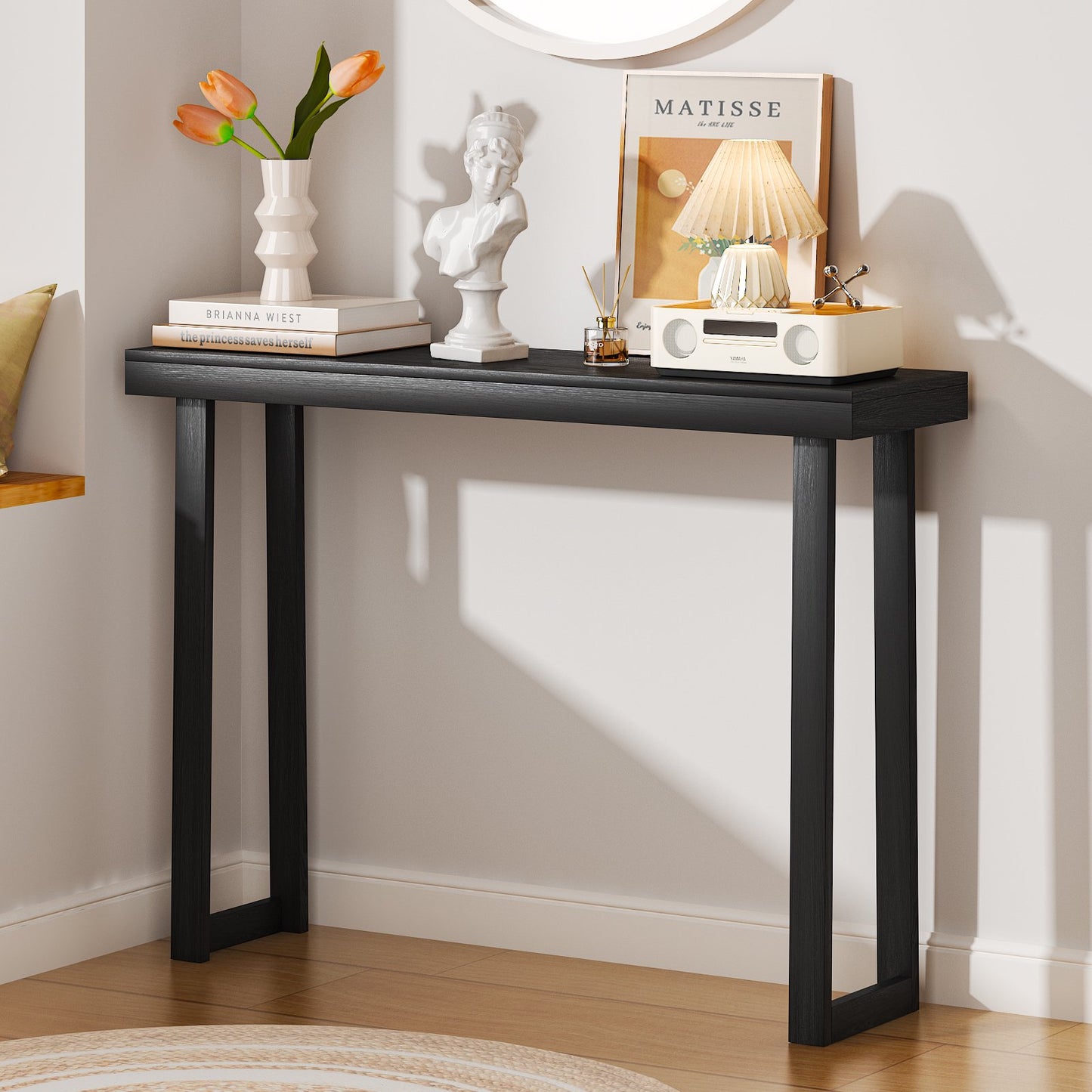 Zimtown Black Console Table, 43" Wood Sofa Table Entryway TV Table, Multifunctional Use for Living Room, Hallway, Bedroom, Home, Office